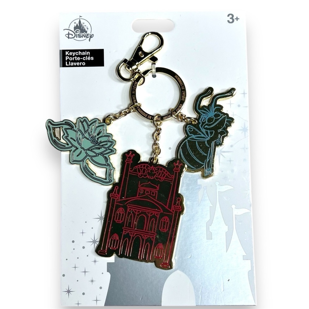 New Disney Parks Princess & The‎ Frog Tiana Metal Keychain Set of 3 Charms Ray